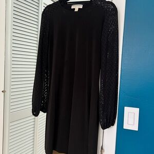 Michael Kors Black Long Sleeve Dress with Lace Detail